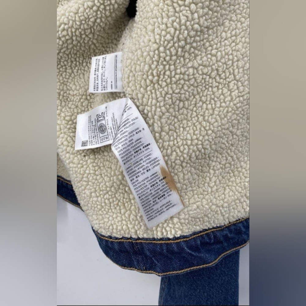 Levi's Blue Jean Denim Sherpa Fleece Jacket Caz Sherpa Collar Women M - Picture 5 of 7